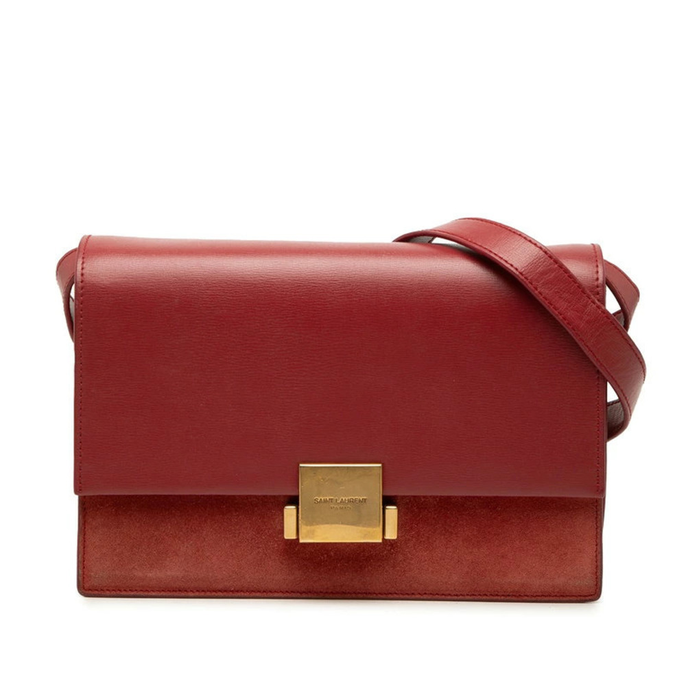 Saint Laurent Belchasse Crossbody Bag Red Leather Suede